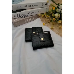 Dompet Kancing Croco Slot Kartu Fashion Wanita Elegan Korean Terbaru Kulit Premium Import