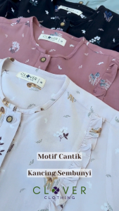 Clover Clothing Tunik Seline - Tunik Kekinian Motif Bunga Bahan Katun Rayon Valencia