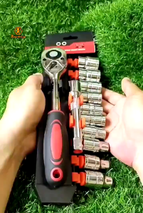 (ORI.COD)Kunci Sok Set CR-V 12 PCS Kunci Sok Wrench 1/2\" 1/4\" Rachet alat perkakas lengkap motor