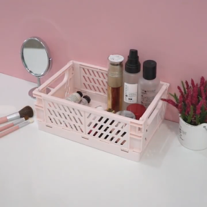 Plastic Folding Storage Box - High Quality Mini Organizer Basket Crate Collapsible with Handles