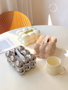 Kotak Tisu Kotak Laci Marshmallow Keramik Kreatif Baru Ornamen Meja Ruang Tamu Rumah Mewah Ringan