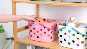 RH Plastic Organizer Storage Tote with Handles Toiletry Basket Bin Box for Bathroom College Dorm Room