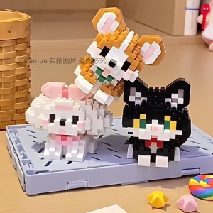 Mini Building Blocks Toys Cut Pet Dog 3D Model Corgi Schnauzer Bricks Toys DIY Gift for Girls