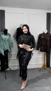 Combo 5in1 - Baju Oneset Kondangan Wisuda Kekinian Kebaya Modern ghina Outer Brukat Rok Lilit Satin