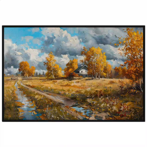 Tranh phong cảnh mùa thu vàng levitan khi trời sắp mưa tranh treo tường dán tườngCGI-880