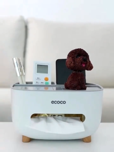 Ecoco Desktop Tissue Holder with Mobile Phone holder fashion Tissue Storage Organizer Box for table
