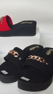 Cantika Sandal Wedges 6 Cm Kokop Variasi Rantai Wanita Kekinian