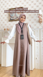 HAYNA Millie Dress (Rose Taupe) - Daily Dress 2 in 1 Style Busui Friendly Gamis Wanita Muslim