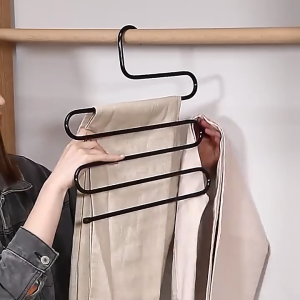 HOMEC ไม้แขวนสแตนเลส ประหยัดพื้นที่ ไม้แขวนกางเกง 5 ตัว ที่แขวนกางเกง ไม้แขวนเสื้อ แขวนผ้าพันคอ แขวนเข็มขัด เนคไท 5 layers Clothes Pants Hanger