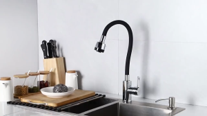 SUS 304 Kran Angsa Cuci Piring Dapur Fleksibel 2 Mode Kran Wastafel