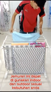 Jemuran Handuk Portable Minimalis Bahan Plastik Stainless Steel Hemat Tempat & Praktis / B01B