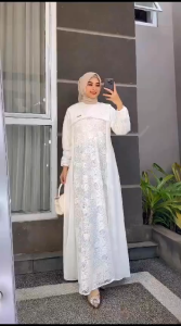 Gamis Warna Burgundy April Dress Maxi Kondangan Wanita Brukat Mix Ceruty