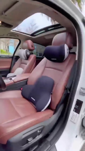 หมอนรองหลังขับรถ นุ่มและระบายอากาศ แพ็ค2ชิ้น ชุดพนักพิงศีรษะรถยนต์หมอนรองคอ หมอนรองคอในรถ รองไหล่ ที่รองพิงหลังสำหรับรถยนต์เมมโมรี่โฟม หนังนิ่ม