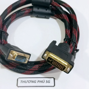 Cáp DVI ra VGA / Chuẩn DVI-I (Chân kim 24+5) ra VGA (Kim) dài 1.5M (Bọc dù)