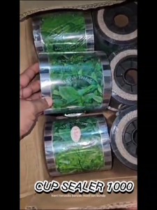 Plastik SEALER CUP MURAH LID CUP Motif Daun Teh Buah Kartun Drink Polos isi 1000 Pcs / Roll
