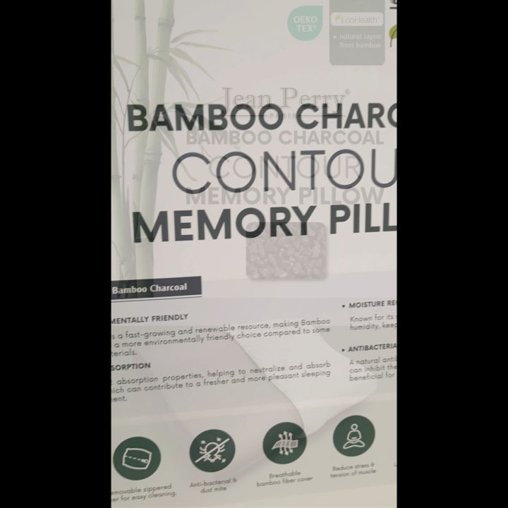 Jean Perry Ecohealth Bamboo Charcoal Memory Pillow (Contour/Dual