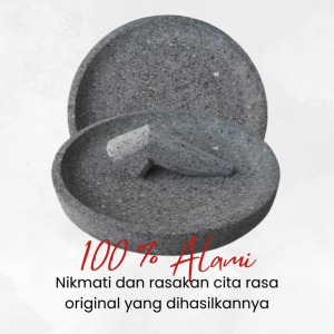 Cobek Batu Asli Set Ulekan Kecil 16cm