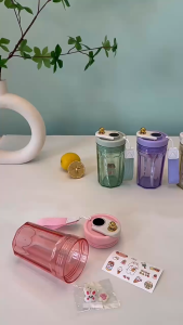 HLพร้อมส่ง แก้วน้ำ แก้วใส่น้ำ สไตล์มินิมอล ขนาด 500ml. มาพร้อมสายคล้อง พกพาสะดวก เเถมฟรีสติ๊กเกอร์