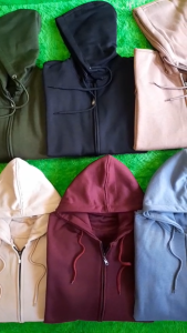 Jaket Hoodie Zipper Katun Polos 12 Warna Solid