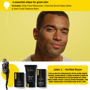 LUMIN | Boss Trio Essential Men Skincare Moisturizer With Niacinamide Detox With Charcoal Scrub Anti-aging Eye Cream