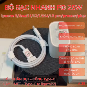 Bộ sạc siêu nhanh điện thoại 25W - Dây + Cóc - 8 đến14/máy tính bảng - Bảo hành 6 tháng