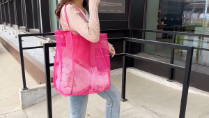 กระเป๋าสะพายไหล่ ผ้าตาข่าย แบบใส อเนกประสงค์ ใช้ซ้ําได้ 129278