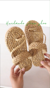 รองเท้าสานผักตบชวา รองเท้าสานสําหรับผู้หญิง รองเท้าสานส้นแบน รองเท้าแตะ รองเท้าผู้หญิง