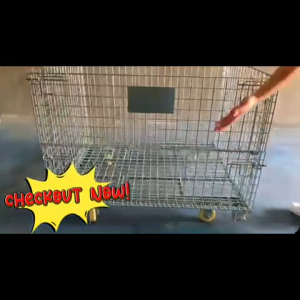 Storage Cage Foldable Wire Mesh Container Heavy Duty Hot Dipped Galvanized Wire Cage with Wheels and Without Wheels