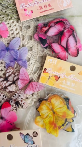 40pcs Stiker kupu kupu butterfly sticker pack Nature PET Stiker Kupu Kupu Hiasan DIY Scrapbook Journal Bujo Journaling Diary Buku Harian Botol Minum