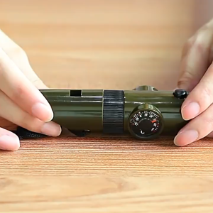 Peluit Outdoor Multifungsi 7 in 1 - Peluit Kompas Termometer Kaca Pembesar Reflektor Dan Lampu LED