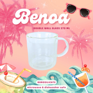 Benoa Double Wall Glass 200 mL | Gelas Bir Kaca Cantik | Gelas Mug Kaca