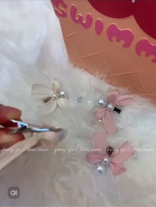 Kẹp tóc nơ Doudou Kẹp nơ Lolita Cặp tóc mini Kẹp tóc mái Kẹp tóc ruy băng phong cách Hàn Quốc FJ043