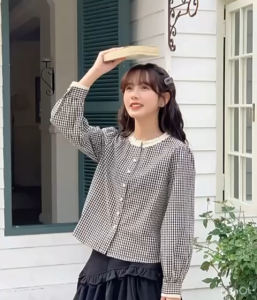 SJM KEMEJA PRITI KANCING MUTIARA BAHAN KATUN KOTAK IMPORT BEST SELLER 8258