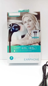 Handsfree + Mic PM12 Headset Metal Magnet Stereo Earphone Bass