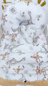 Baby Wonder All-in-One Baby Nest & Nursing Set - Reversible Design with Crown Pillow & Big Nursing Pillow