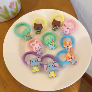10pcs Baby Girl Cute Cartoon Hair Ties Elastic Rubber Hair bands Hair Rope Ponytail Hair bun Rubber band  ikat rambut