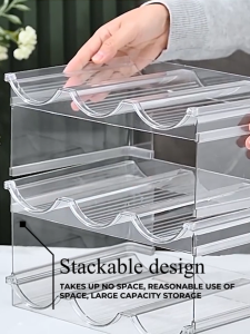 Stackable Transparent Wine Bottle Organizer Water Bottle Tumbler Holder Space Saver Fridge Drawer Storage