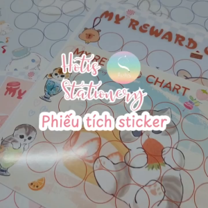GIẤY BÓNG - Set 10 tờ Phiếu tích điểm sticker khen thưởng Tiếng Anh bảng lưu trữ sticker khen thưởng đổi quà cho bé Hotis Stationery