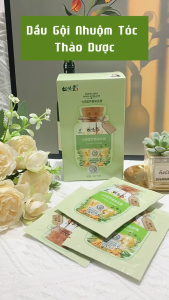 Dầu Gội Nhuộm Tóc Thảo Dược Hộp 10 gói 30ml Dầu Gội Phủ Bạc Tóc Dưỡng Tóc Mềm Mượt Bền Màu Lâu Phai