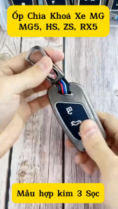Ốp Chìa Khóa Xe MG MG5 HS ZS RX5 Hợp Kim Cao Cấp Họa Tiết 3 Sọc Màu Lịch Lãm Sang Trọng