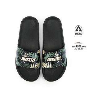 Aerostreet 39-44 Alvaro Hitam Hijau - Sandal Selop Pria Wanita BAAAA