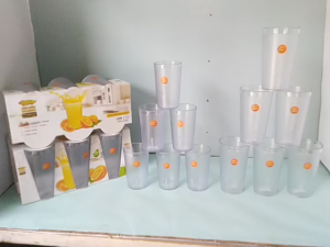 6 pcs Gelas Plastik Akrilik Kulit Jeruk/Gelas Teh Resto Cafe 460ml 841 / Golden Dragon / Stainless