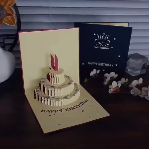 Music Greeting Card 3D Birthday Cake Happy Birthday Card Music Light Greeting Card with PopUp Happy Cards Decorations Creative Girl Gift with Music and Lights Recording Happy Birthday Gifts for Adults and Children