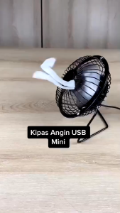 Kipas Angin USB Portabel Silau LED dengan 360° Rotasi dan Keset Anti Slip - Warna Hitam