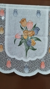 Kain vitrase poni jendela dapur tirai transparan bunga