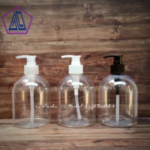 Botol Pump 500ml  Oval Bening / Botol Kemasan Sabun Cair 500ml Bulat Wadah Isi Ulang