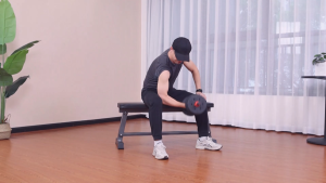 OneTwoFit Weightlifting Bench Dumbbell Stool Home Exercise Training Fitness Bench with Dumbbell Rack OT070
