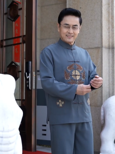 Bộ đũi thô dài tay nam trung niên cho Ông Bố hàng quảng châu cao cấp trang phục thời đường cổ tàu