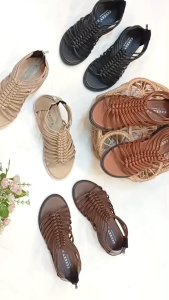 รองเท้าสาน แกลดิเอเตอร์ 4 สี แบบสั้น ใส่แล้วดูเปรี้ยวมีสไตล์ งานฝีมือคนไทย รุ่น PK3001