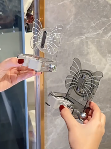 Butterfly Suction Mop Rack Bathroom Multifunction Waterproof Wall Mounted Broom Storage Rack